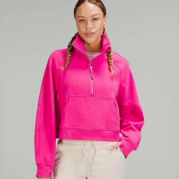 LULULEMON Sonic Pink Scuba Oversized Funnel Neck Half Zip NWOT! SZ M/L - Picture 2 of 8
